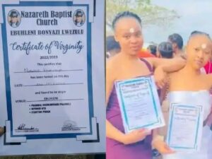 Abakobwa bo mu itorero ryitwa Nazareth Baptist Church batangiye guhabwa certificate zigaragaza ko ari amasugi