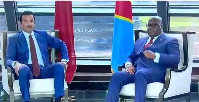 Emir wa Qatar akiva mu Rwanda yahise ahitira kwa Tshisekedi,umva icyo baganiriye